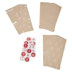 Outlet NANU-NANA Adventskalender-Set, Tüten/Sticker, Haus/creme
