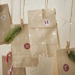 Outlet NANU-NANA Adventskalender-Set, Tüten/Sticker, Haus/creme