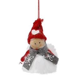 Fashion NANU-NANA Anhänger Wichtel Mit Schal, Junge/rot/grau, 11 Cm