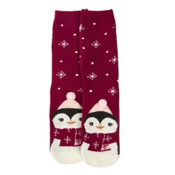Sale NANU-NANA Anti-Rutschsocken Xmas, Pinguin Dunkelrot, Größe 36 - 41