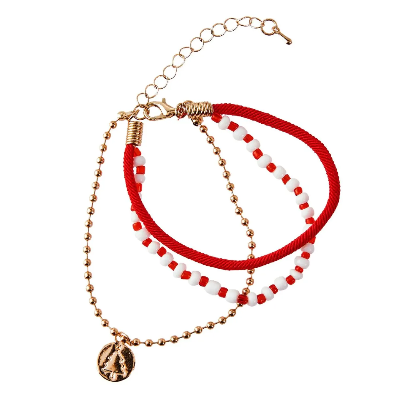 Fashion NANU-NANA Armband Weihnachten, Baum, Rot/gold