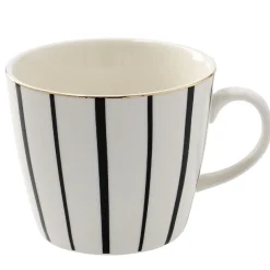 New NANU-NANA Becher China, Strahlen/breit, Schwarz/weiß, 300 Ml, Goldrand