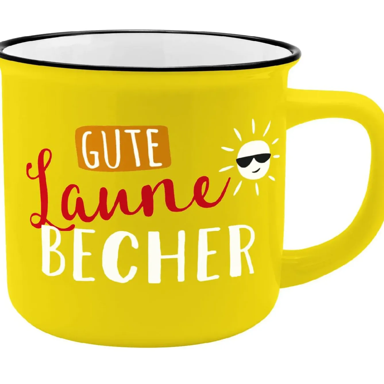 Fashion NANU-NANA Becher Emaille-Optik, Gute Laune Becher, 350 Ml