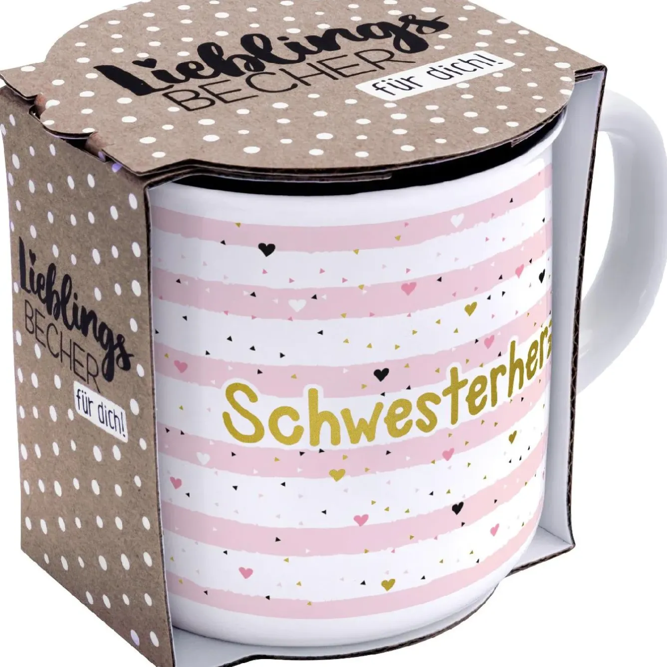 Sale NANU-NANA Becher Emaille-Optik, Schwesterherz, 350 Ml