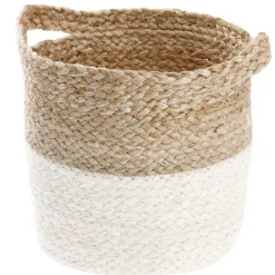 Hot NANU-NANA Dekokorb Mit Griff, Natur/weiß, 19 X 21 Cm