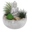 Discount NANU-NANA Deko-Objekt Buddha Mit Sukkulente, Grau/grün, 12 Cm