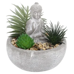 Discount NANU-NANA Deko-Objekt Buddha Mit Sukkulente, Grau/grün, 12 Cm