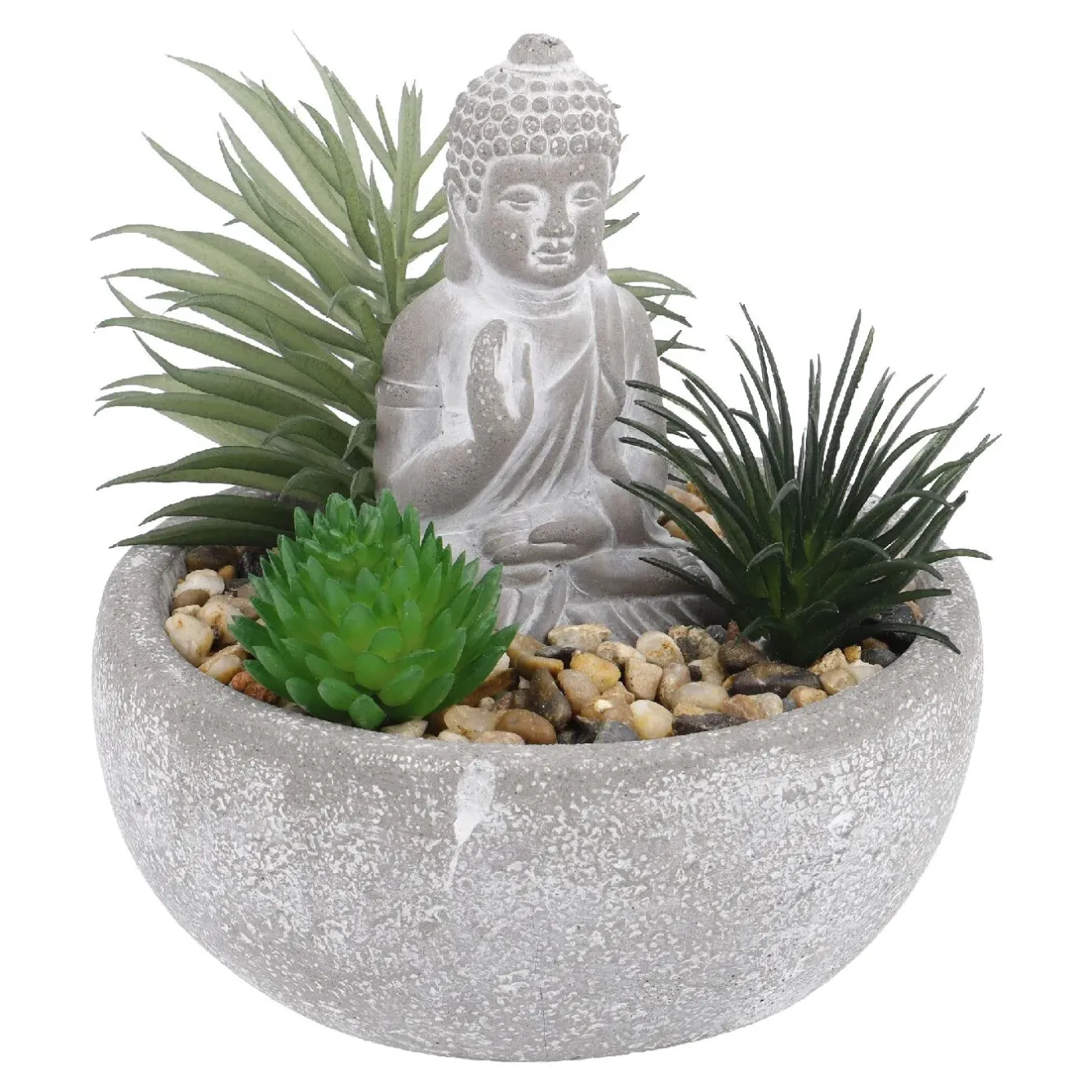 Discount NANU-NANA Deko-Objekt Buddha Mit Sukkulente, Grau/grün, 12 Cm