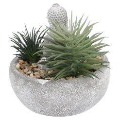 Discount NANU-NANA Deko-Objekt Buddha Mit Sukkulente, Grau/grün, 12 Cm
