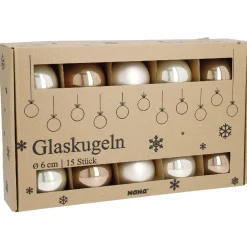 Clearance NANU-NANA 15er Glaskugeln 6 Cm, Champagner