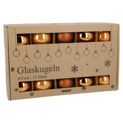 Clearance NANU-NANA 15er Glaskugeln 6 Cm, Orange/braun