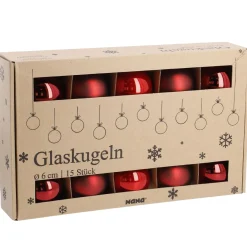 Best NANU-NANA 15er Glaskugeln 6 Cm, Rot