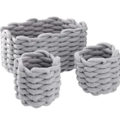 Discount NANU-NANA 3er Set Deko-Korb Strick, Hellgrau