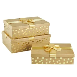 Clearance NANU-NANA 3er Set Geschenkkarton Dots/Schleife, Gold