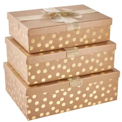 Sale NANU-NANA 3er Set Geschenkkarton Dots/Schleife, Gold/lurex