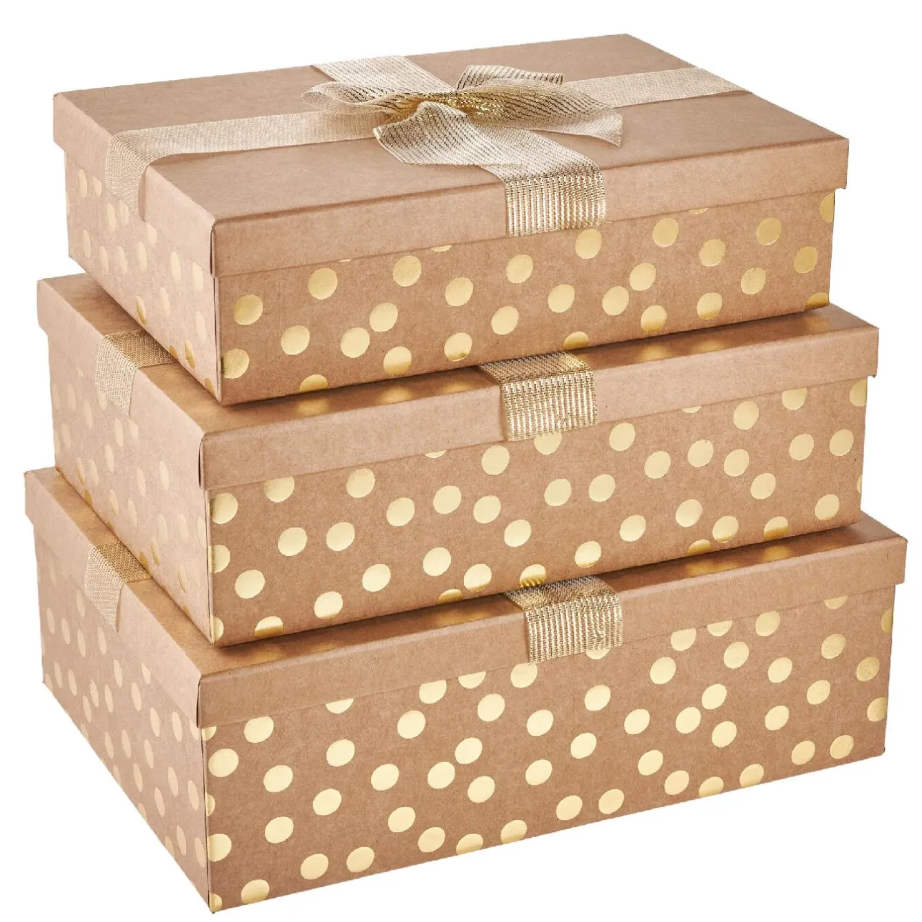 Sale NANU-NANA 3er Set Geschenkkarton Dots/Schleife, Gold/lurex