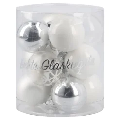 Fashion NANU-NANA 12er Set Glaskugeln 2,5 Cm, Weiß/silber/frost