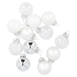 Fashion NANU-NANA 12er Set Glaskugeln 2,5 Cm, Weiß/silber/frost