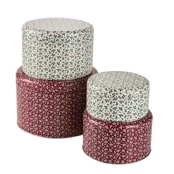 New NANU-NANA 4er Set Keksdose Ilex, Rund, Rot/weiß