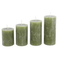 Discount NANU-NANA 4er Set Kerze Rustik, Gestuft, Olivgrün