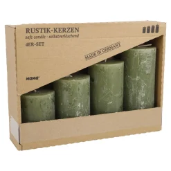 Discount NANU-NANA 4er Set Kerze Rustik, Gestuft, Olivgrün