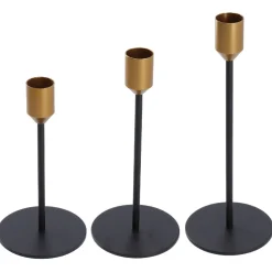 Discount NANU-NANA 3er Set Kerzenständer, Stabkerzen, Schwarz/gold
