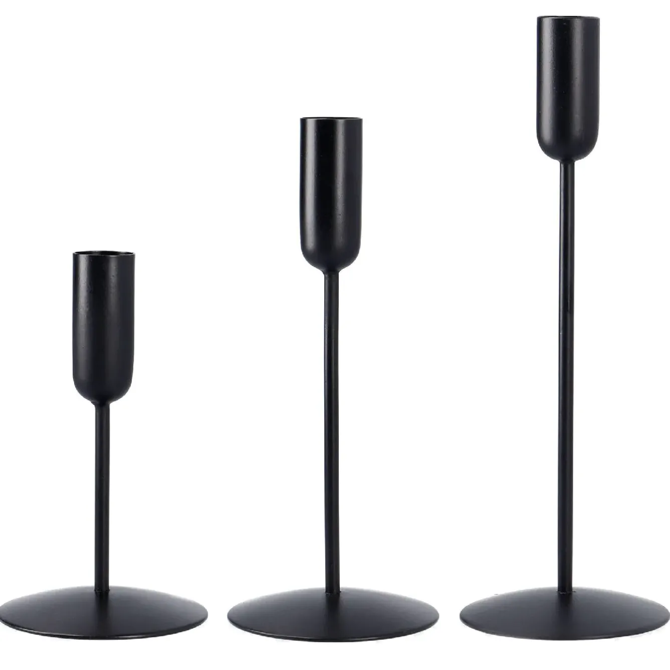 Clearance NANU-NANA 3er Set Kerzenständer, Stabkerzen, Schwarz Matt