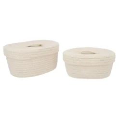 Hot NANU-NANA 2er Set Korb Mit Deckel, Oval/weiß