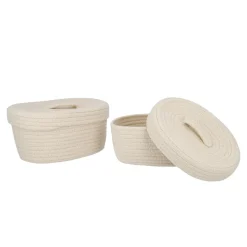 Hot NANU-NANA 2er Set Korb Mit Deckel, Oval/weiß