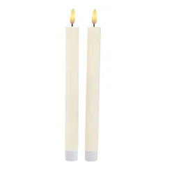 Fashion NANU-NANA 2er Set LED-Stabkerze Rustik, Hellcreme, 24 Cm