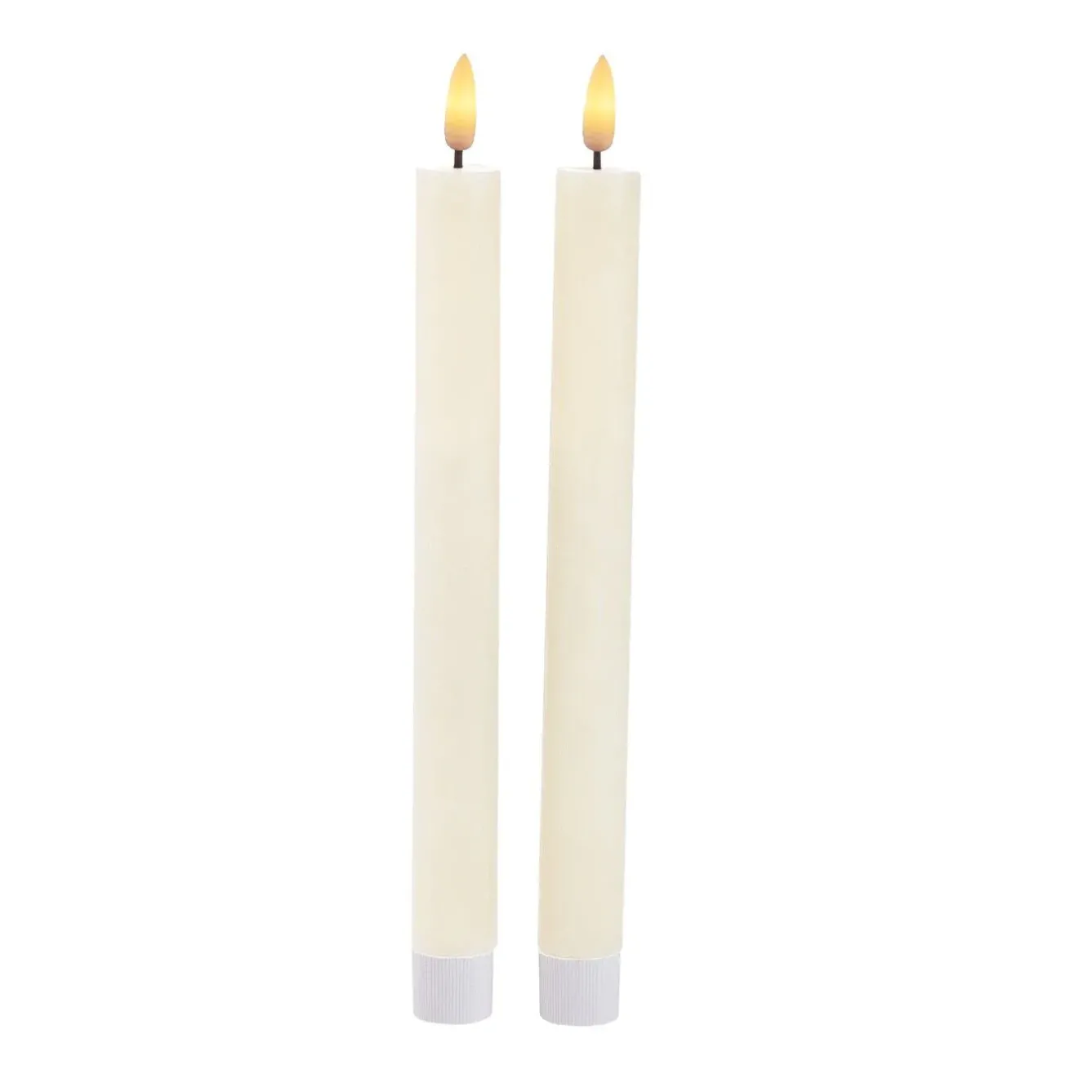 Fashion NANU-NANA 2er Set LED-Stabkerze Rustik, Hellcreme, 24 Cm