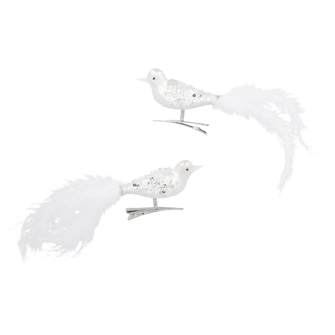 Sale NANU-NANA 2er Set Vogel-Clip Pailletten, Weiß/matt, 11 Cm