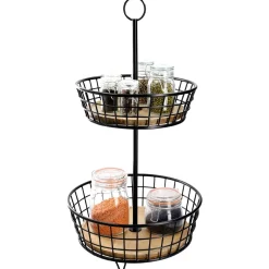 Clearance NANU-NANA Etagere Holz/Metall, 2 Körbe, Schwarz, 68 Cm