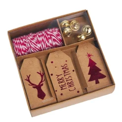 Sale NANU-NANA Geschenke-Set, Rot-weiß-natur, Kordel/Anhänger/Glocke