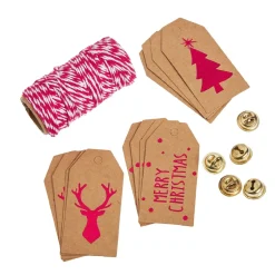 Sale NANU-NANA Geschenke-Set, Rot-weiß-natur, Kordel/Anhänger/Glocke