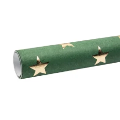 Best NANU-NANA Geschenkpapier Stern, Grün/gold, 2 M