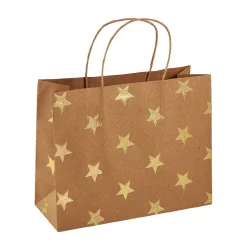 Clearance NANU-NANA Geschenktüte Prägung, Stern/natur/gold, 14.5 X 18.5 Cm