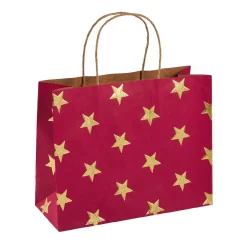 Clearance NANU-NANA Geschenktüte Prägung, Stern/rot/gold, 14.5 X 18.5 Cm