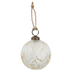 Online NANU-NANA Glaskugel Blätter, Creme/gold, 7 Cm