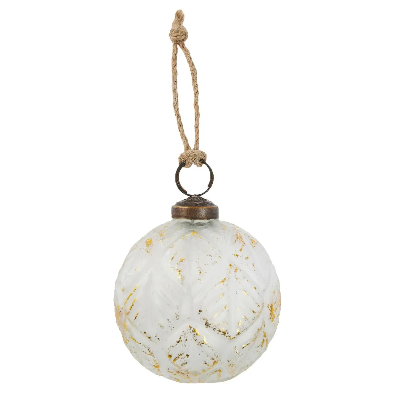 Online NANU-NANA Glaskugel Blätter, Creme/gold, 7 Cm