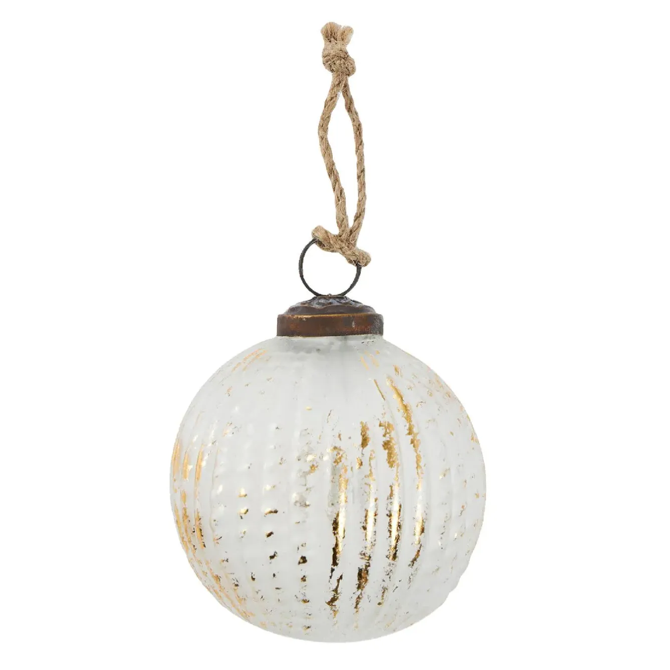 Online NANU-NANA Glaskugel Längsrillen, Creme/gold, 7 Cm