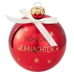 Online NANU-NANA Glaskugel Spruch, Fröhliche/rot/glänzend, 10 Cm