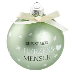 Clearance NANU-NANA Glaskugel Spruch, Herzensmensch/mint/matt, 10 Cm