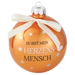 Outlet NANU-NANA Glaskugel Spruch, Herzensmensch/orange/braun/glänzend, 10 Cm