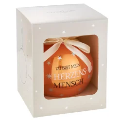 Outlet NANU-NANA Glaskugel Spruch, Herzensmensch/orange/braun/glänzend, 10 Cm