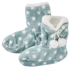 New NANU-NANA Hausschuhe Bootie, Sterne/grün, Größe 40-42