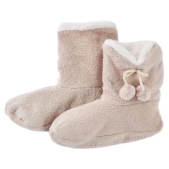 Clearance NANU-NANA Hausschuhe Bootie, Uni/beige, Größe 40-42