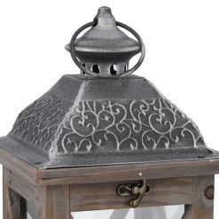 Discount NANU-NANA Holz-Laterne Medan, Braun-gewischt, 39 Cm