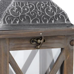 Discount NANU-NANA Holz-Laterne Medan, Braun-gewischt, 39 Cm