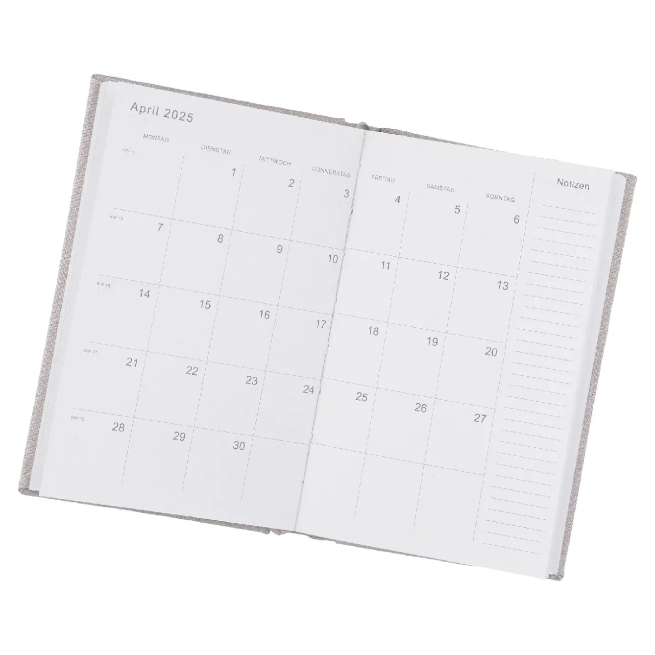 Online NANU-NANA Kalender Textil, A6, Hellgrau